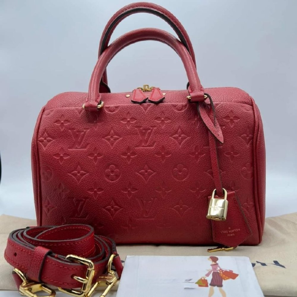 SOLD Louis Vuitton Authentic Speedy 25 Bandouliere Red Empreinte